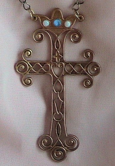 Cross Old Large Filagree with Opals