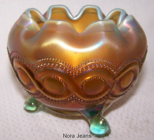 Northwood Beaded Cable Aqua Opalescent Rosebowl