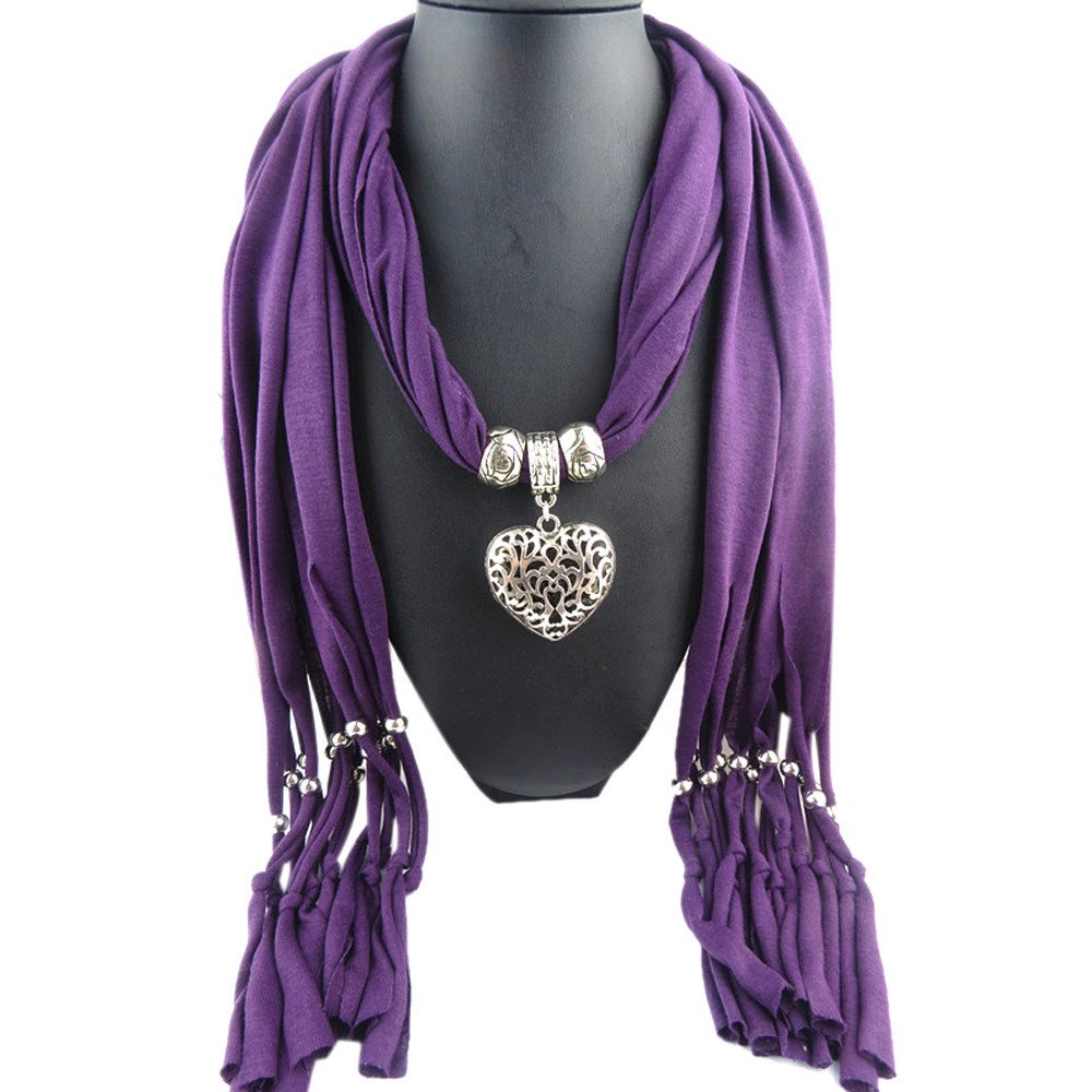 Purple Scarf Double Sided Heart Pendant