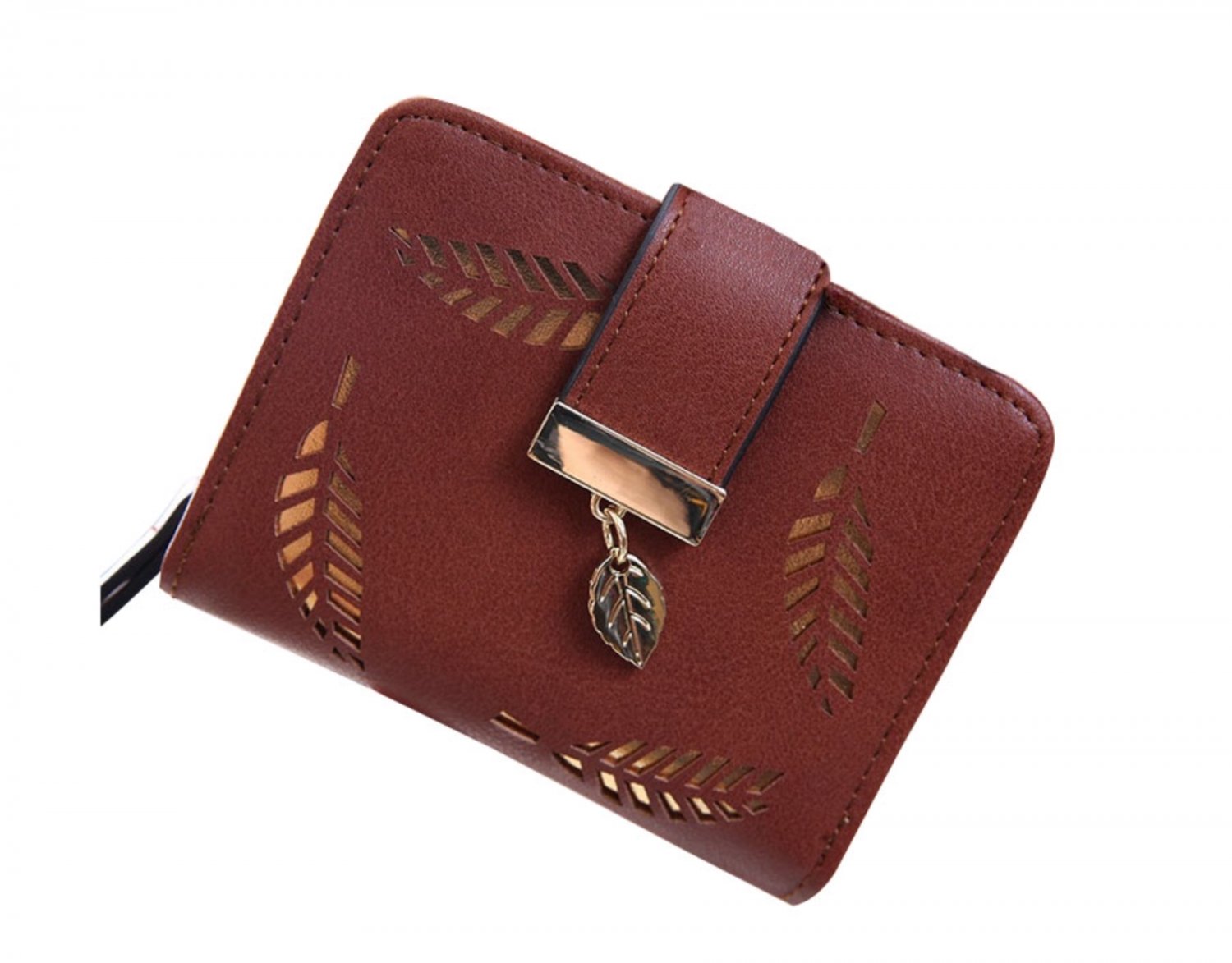 Brown Gold Leaf Small Wallet