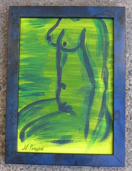 Green Nude 5 x 7 Original Acrylic on Rag Board - Heather Piazza