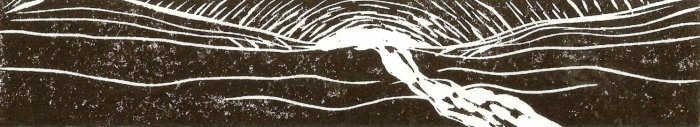 River - linoleum block print - Kathe Welch