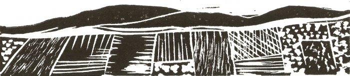 Valley - linoleum block print - Kathe Welch