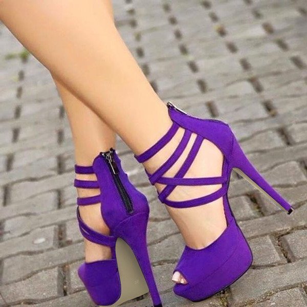 Viola Purple Ankle Wrapped Sandals with Platform