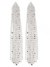 METAL MESH CHAIN RHINESTONE FRINGE EARRING