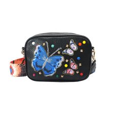 Soft PU Butterfly Embroidery Shoulder Strap Women Small Crossbody Bag