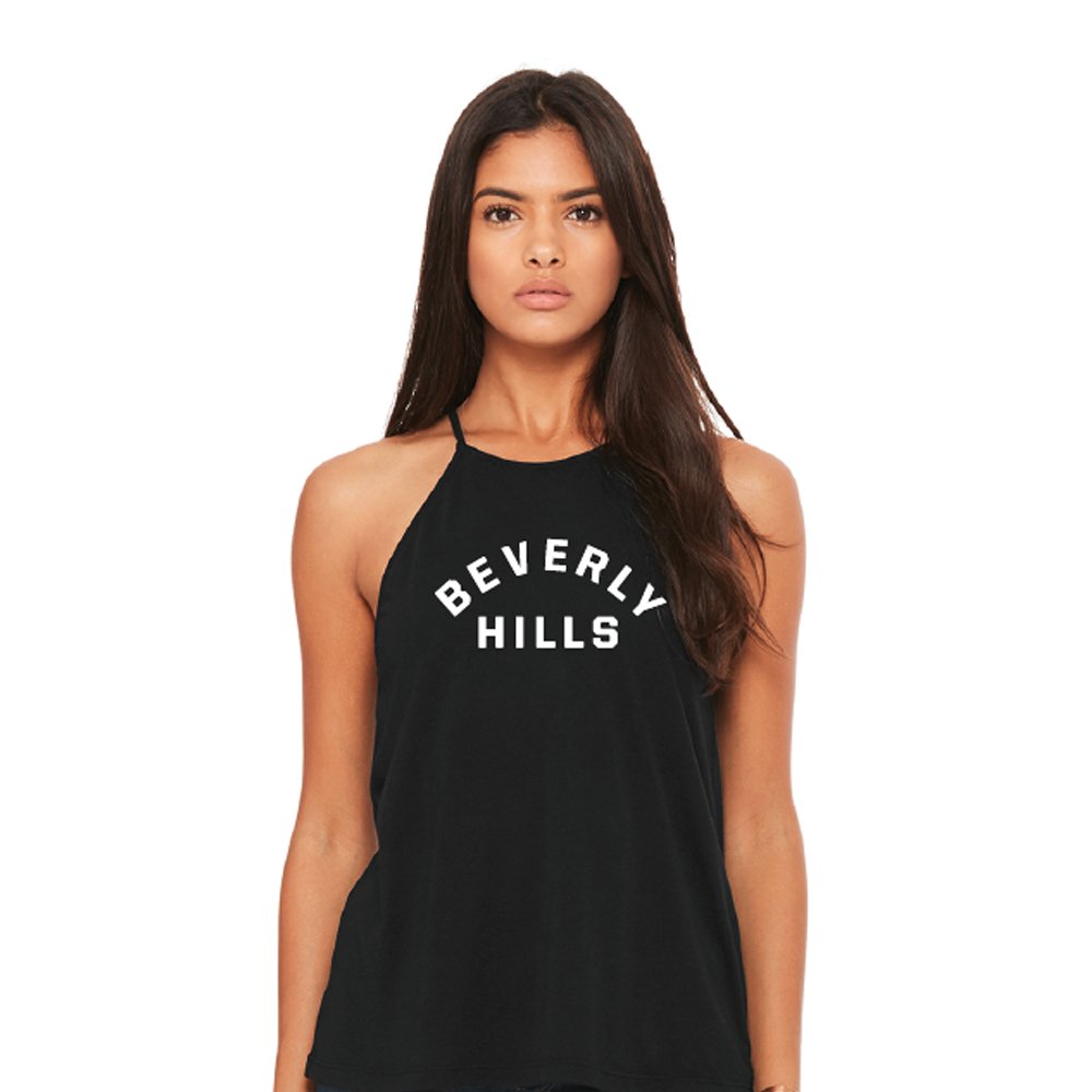 "Beverly Hills" High Neck Black Tank Top Size Medium