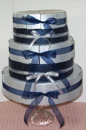5 Tier Silver/Blue Metallic Cake Party Favor Boxes........Give a Little Slice of Thanks