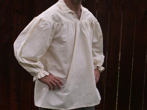 Mens Whiteor unbleached Drop Yoke 2xl 3xl Renaissance Primitive PioneerPirate Poet Theatre Shirt