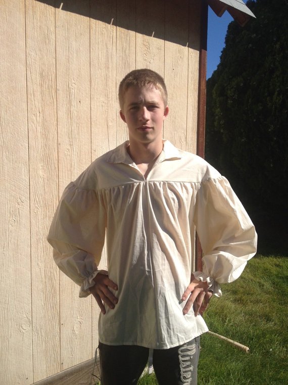 Mens Drop Yoke (XS, S, or M) White or Un-bleached Renaissance Primitive Pioneer