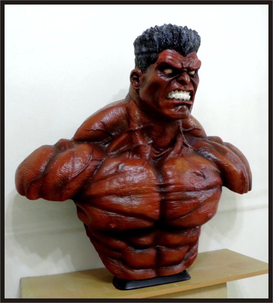 Custom Made Life Size Thunderbolt Ross Red-Hulk Superhero Bust Statue Prop