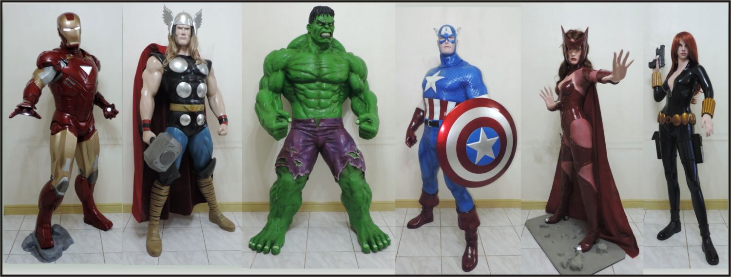 Custom Made Life Size Avengers Statue Prop Set