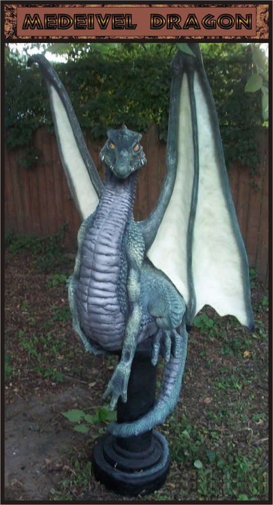 Custom Made Dragon on Padestal 7' Statue SCA-LARP