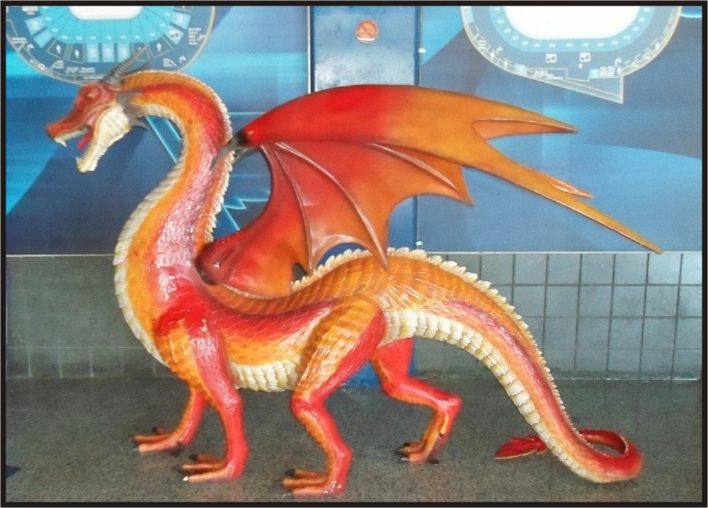 Custom Made Life Size 6-1/2' tall 9' long Dragon Statue SCA-LARP