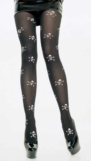 Leg Avenue Opaque Pirate Tights with Skull Printing!