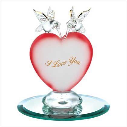 Hummingbird Heart Glass Figurine