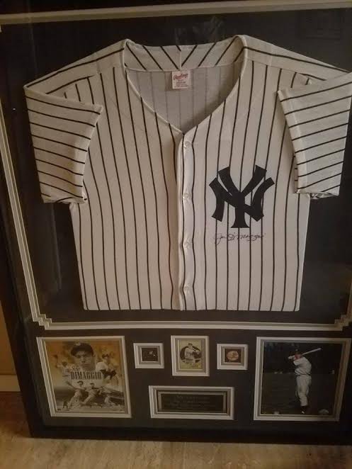 JOE DIMAGGIO NEW YORK YANKEES FRAMED JERSEY MEASURING 35X43