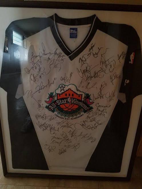 NBA ALL STAR GAME MULTI SIGNED WARM UP JERSEY 31.5X38.5 FRAMED