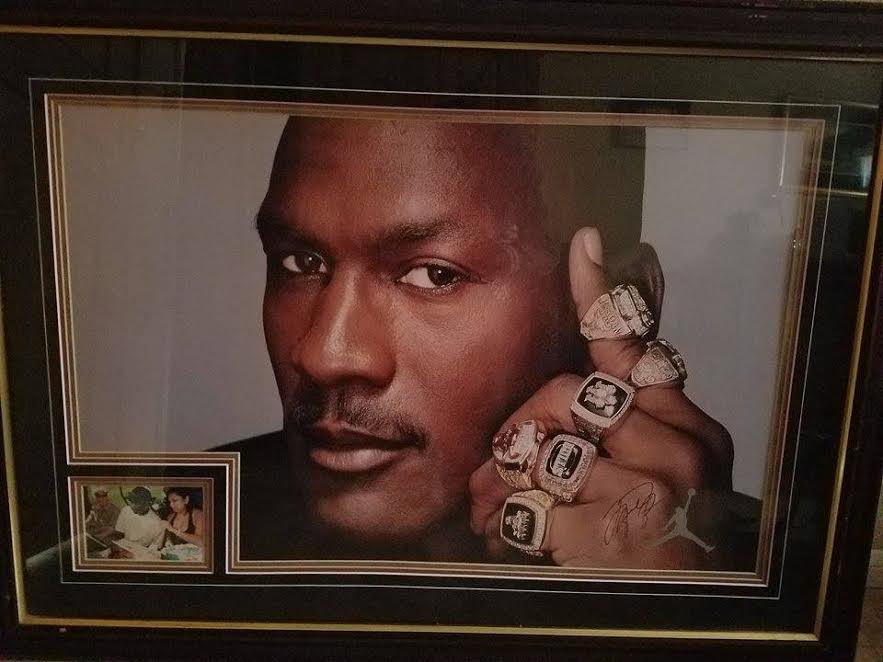 MICHAEL JORDAN FRAMED MEASURING 44.4X 32.4
