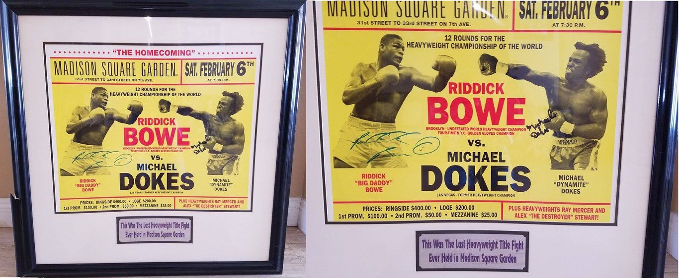 RIDDECK BOWE &MICHAEL DOKES SIGNED FIGHT POSTER