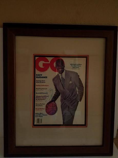MICHAEL JORDAN FRAMED AND MATTED FULL GQ MAGAZINE