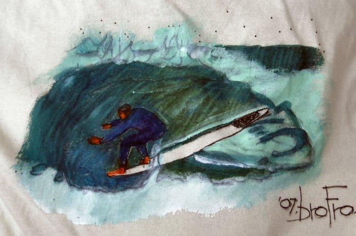 Original T-shirt painting directly on to bright colorful T-shirts.