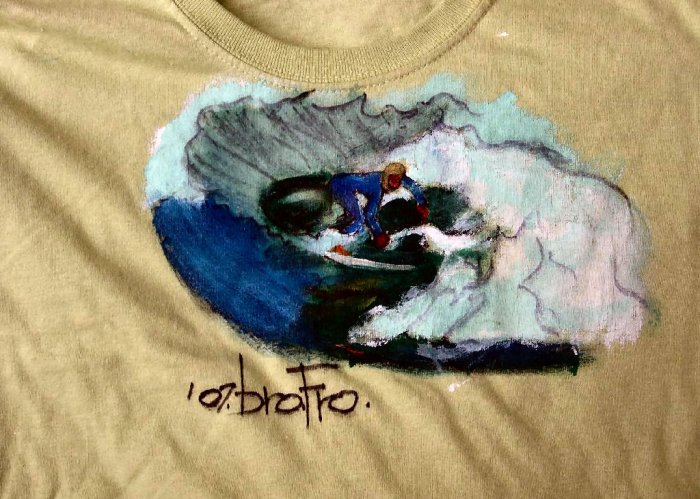 Original T-shirt painting directly on to bright colorful T-shirts.