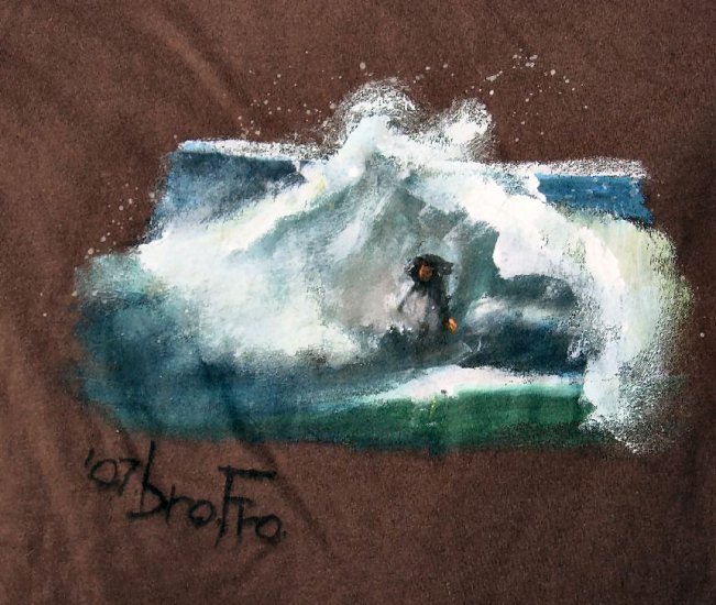Original T-shirt painting directly on to bright colorful T-shirts.