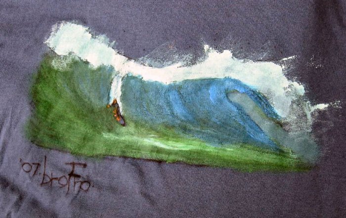 Original T-shirt painting directly on to bright colorful T-shirts.