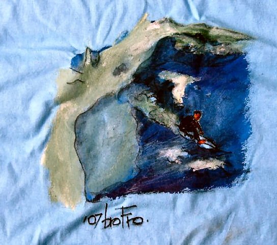 Original T-shirt painting directly on to bright colorful T-shirts.