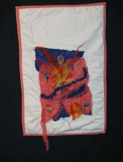 "Irony" small art quilt 15 1/2" x 24"