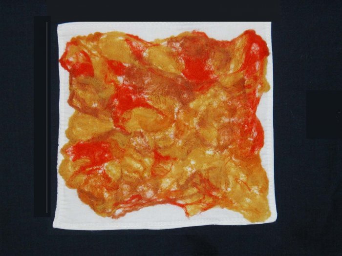 'Hot' small art quilt. 13 x 14"