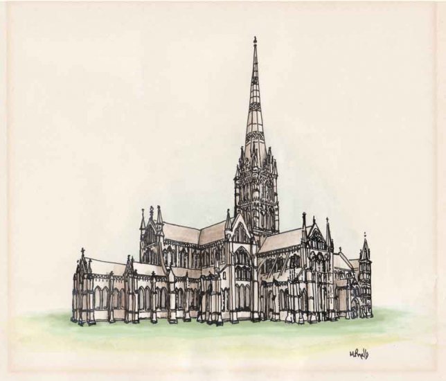 Pen and watercolor - Salisbury Cathedral