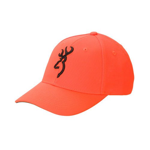 Brownings Famous Orange Safety Cap with a Raised 3D Buckmark Blaze in Black