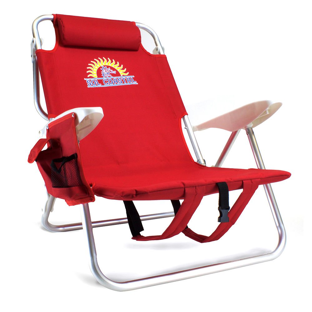 Beach Gear 4 Position Folding Beach Chair Red