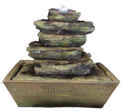 Cascading Rocks Tabletop Fountain LED Lights by Sunnydaze Decor