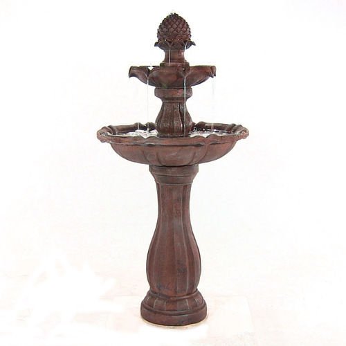 Sunnydaze 46" 2-Tier Pineapple Solar On Demand Fountain-Rust