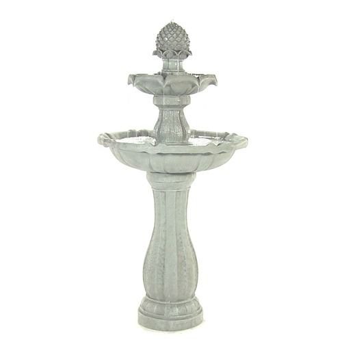 Sunnydaze 46" 2-Tier Pineapple Solar On Demand Fountain-Grey