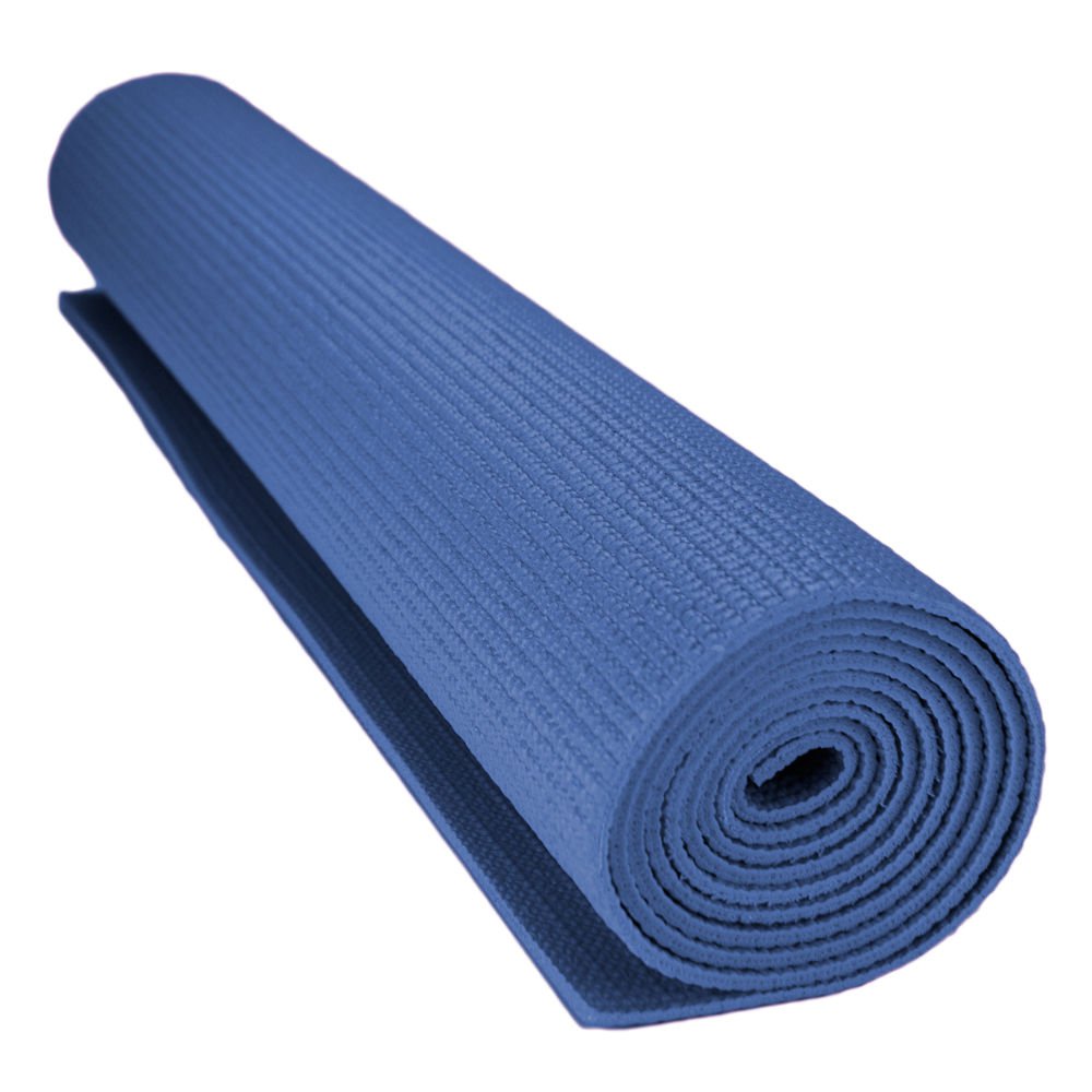 Crown Sporting Goods 1/8-inch (3mm) Compact Yoga Mat with No-Slip Texture - Blue