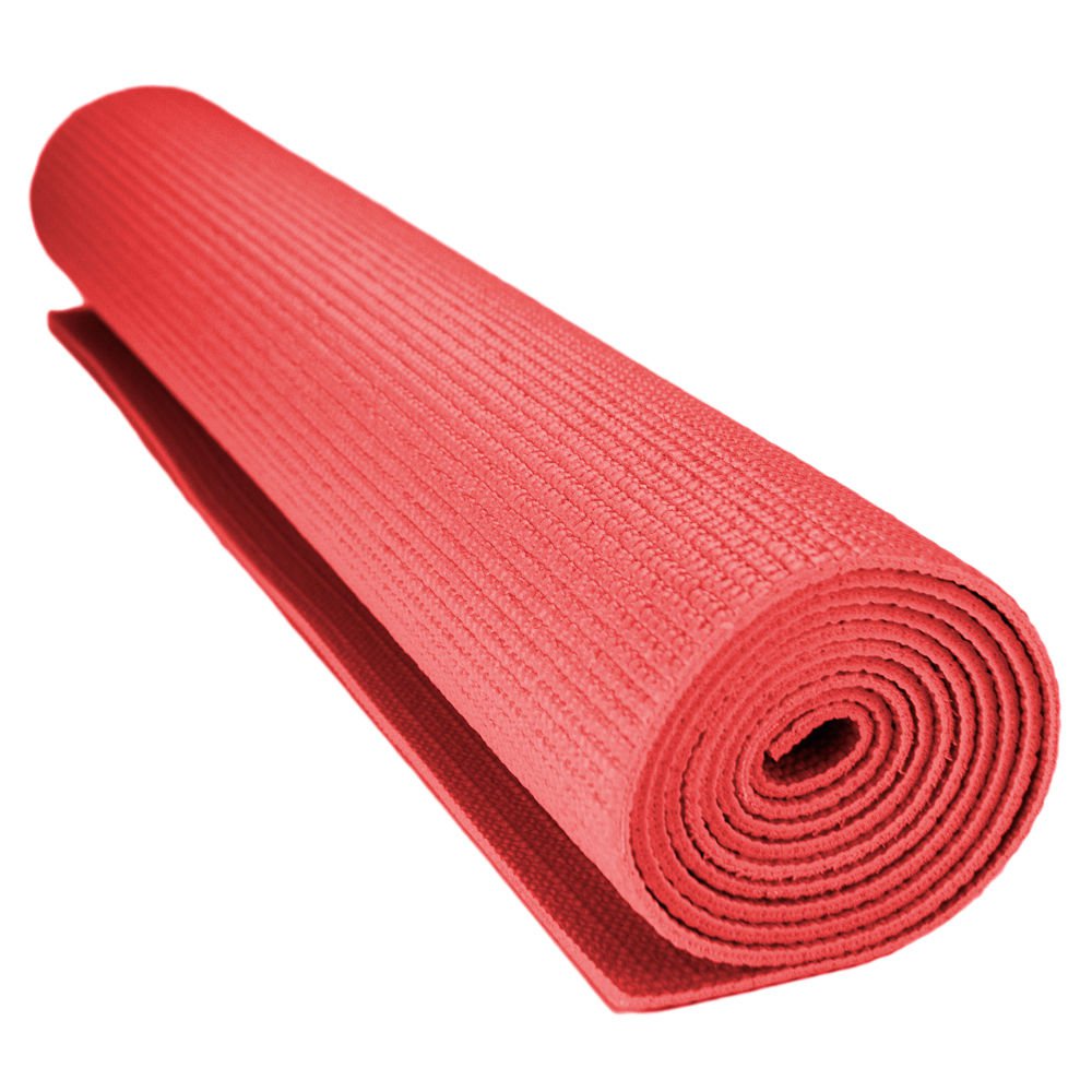 Crown Sporting Goods 1/8-inch (3mm) Compact Yoga Mat with No-Slip Texture Red