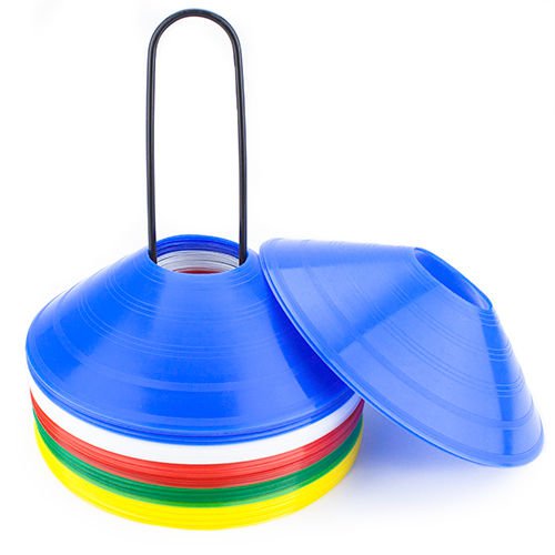 Crown Sporting Goods 50 Pack of Multi-Colored Cones Metal Carrier 2" Tall