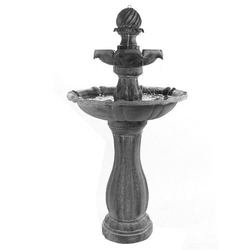 Sunnydaze 45" 2-Tier Arcade Solar on Demand Fountain with LED Light Black
