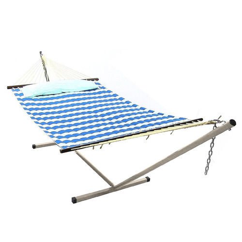 Sunnydaze Royal Blue Quilted Double Fabric Hammock Spreader Bar Pillow Stand