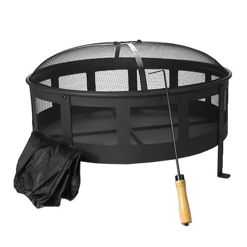 Sunnydaze Bravado Mesh Fire Pit 30" W x 22" H Spark Screen Poker Cover