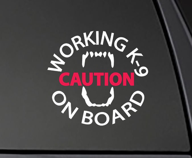 Caution Working K-9 Vinyl Decal - White & Red 6" CAR/TRUCK/WINDOW DOG STICKER