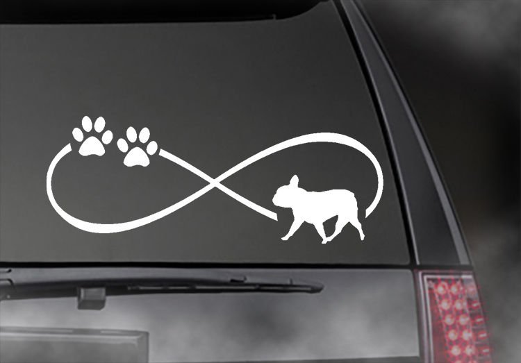 French Bulldog Infinity Decal, Window sticker! 3"x8"