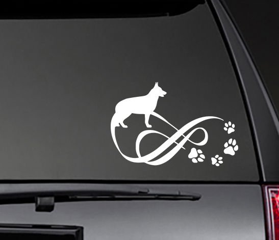 German Shepherd Infinity Vinyl Decal, Car Truck Window Sticker! 8" x 5.25"