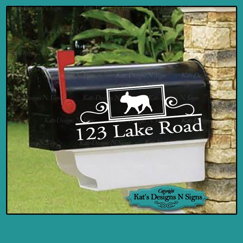 French Bulldog, Frenchie, Set (2) personalized vinyl mailbox decals! MAI-00007