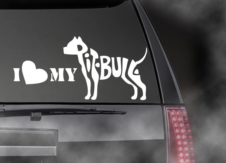 I Love My Bull Pit Bull Decal, Car Truck Window Sticker! 3.75" x 8"
