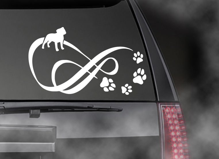 Bully Staffy Bull Pit Bull Infinity Decal, Car Truck Window Sticker! 8" x 5.25"